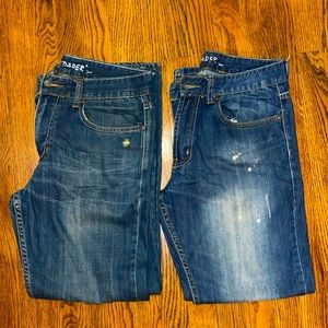 Flypaper Men's Bootcut Jeans in Dark Blue and Medium Blue